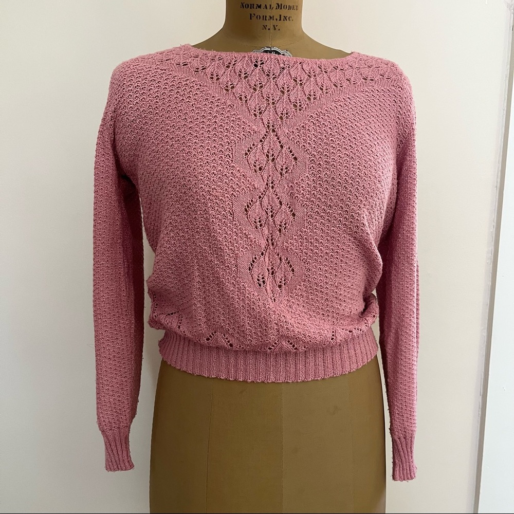 Women's Scoop Neck Pink Knit Sweater